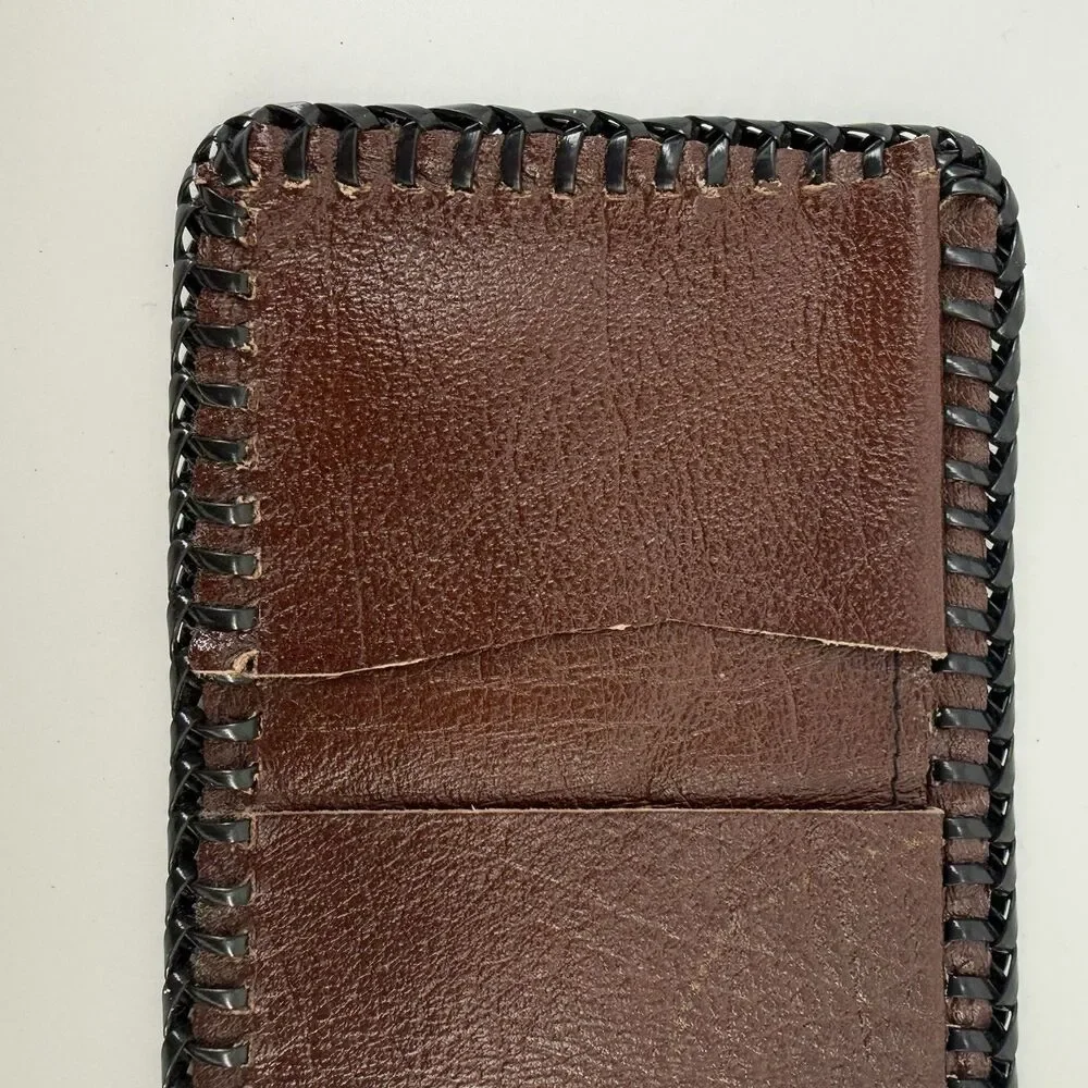 Vintage Hand Tooled Leather Billfold Wallet hunting dog bunny rabbit trifold